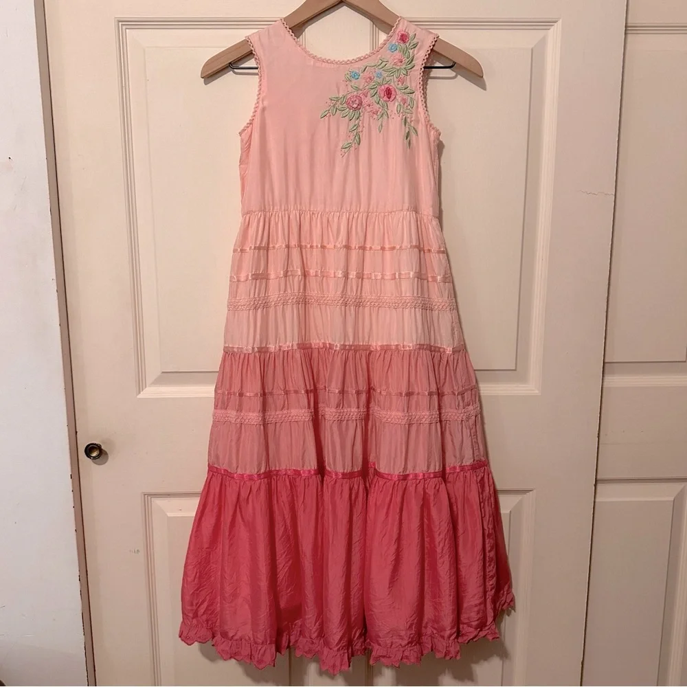 Monsoon | Dress |  Embroidered Flouncy Dress in Pink | Boho | Forest Fairy